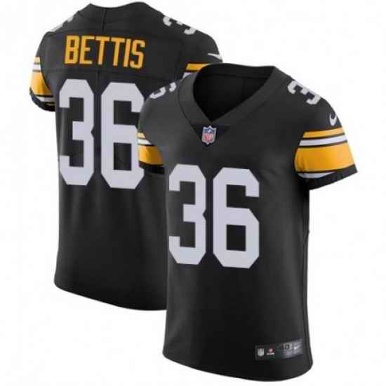 Mens Nike Pittsburgh Steelers 36 Jerome Bettis Black Team Color Vapor Untouchable Elite Player Jersey